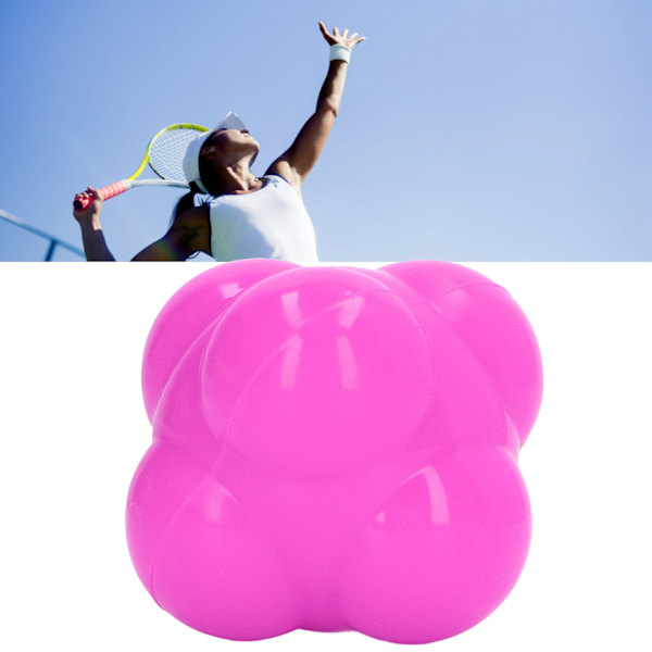 Reaktionsboll i gummi, ljus färg, hexagon, reaktionsboll för att förbättra hand-öga-koordination, smidighet, rosa