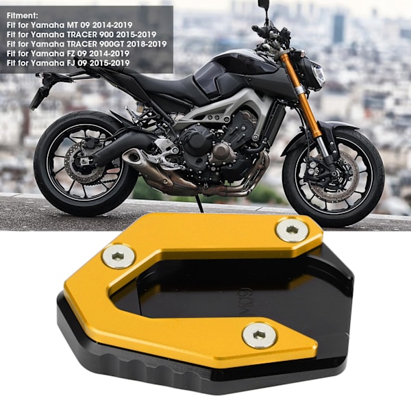 Parkeringskickstöd Förlängningsplatta Halksäker Sidostöd Stöd Passar Yamaha MT 09/FZ 09/FJ 09 (Guld)