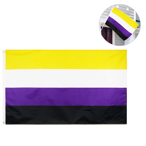 LGBTQIA Symbol, Nonbinär Prideflagga Polyestertyg, Livfulla Färger Förstärkta Sömmar, Blekningsbeständiga Mässingsöljetter, Lämplig för Kulturella Evenemang