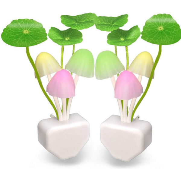 [2 Pack] Plug in LED Nattlampa med Skymningssensor, Färgväxlande Sänglampa LED Vägglampa