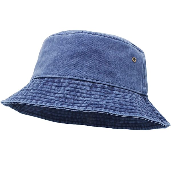 UltraKey Bucket Hat, Bred Brätte Tvättat Denim Bomull Utomhus Solhatt Flat Top Cap för Fiske Vandring Strandsporter