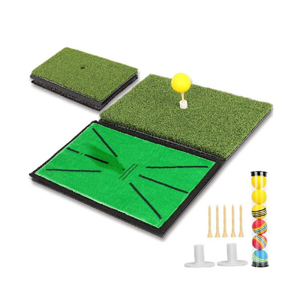 2 i 1 konstgräsmatta bärbar hopfällbar slagmatta för driving chipping putting övningsträning inomhus utomhus