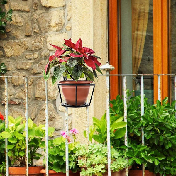 Hängande korgar i järnkonst, blomkrukahållare, 3-pack – perfekt för uteplats, balkong, veranda eller staketplanteringar, monteras, hängande växtkorg, svart