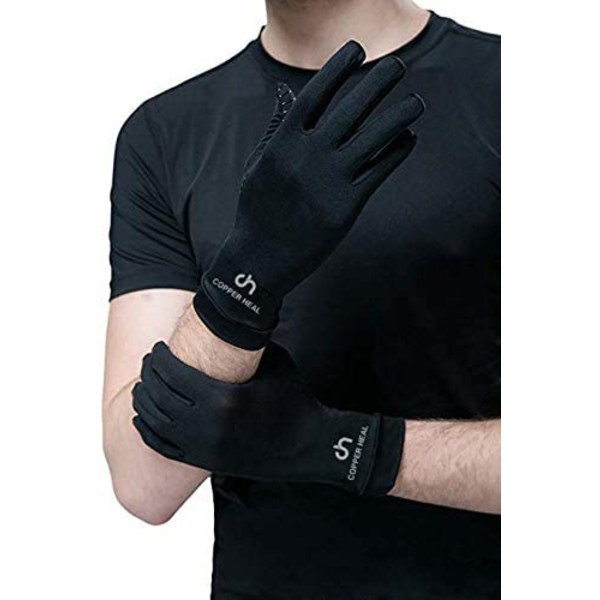 Bekväma Kopparhandskar med Fulla Fingrar, Kompressionsstöd för Händer, Fingrar & Handleder, Pekskärmsfunktion, Designade för Lindring Hela Dagen & Natten