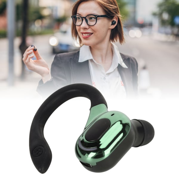 Bluetooth 5.2 Headset HiFi Stereo Ljud HD Samtal Brusreducering IPX4 Vattentät Trådlöst Bluetooth Hörsnäcka Enkel Öra Svart och Grön
