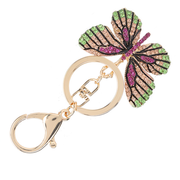 Nyckelring Fjäril Zinklegering Rhinestone Bling Bling Modehänge för Ryggsäck Plånbok Röd Violett