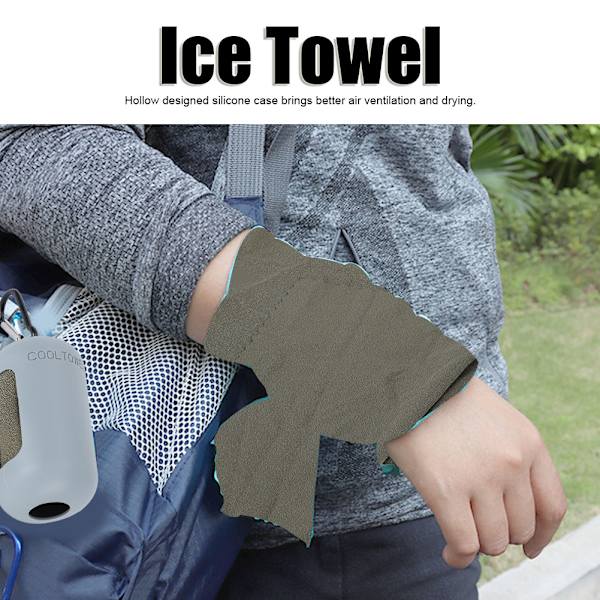 Bärbar mikrofiber snabbtorkande resesport kylande duschhandduk för utomhuscamping (grå)