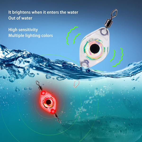 4 st LED fiskedrag Multipurpose Vattenutlöst Dubbel Rotation Spänne Fiske Lure Ljus för Saltvatten Sötvatten