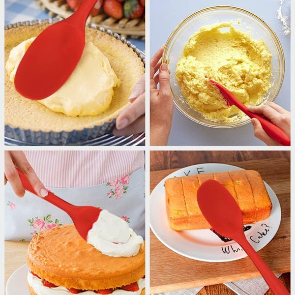 4 stycken små flerfärgade silikonskedar Silikonsked Non-stick serveringssked för blandning bakning servering och omrörning(röd, grön, orange,