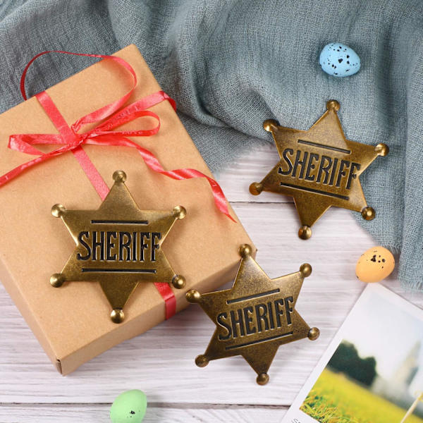 5 stjärnor Sheriff Badge Old West Kostym Badge Brons Leksak Badge Festgåvor