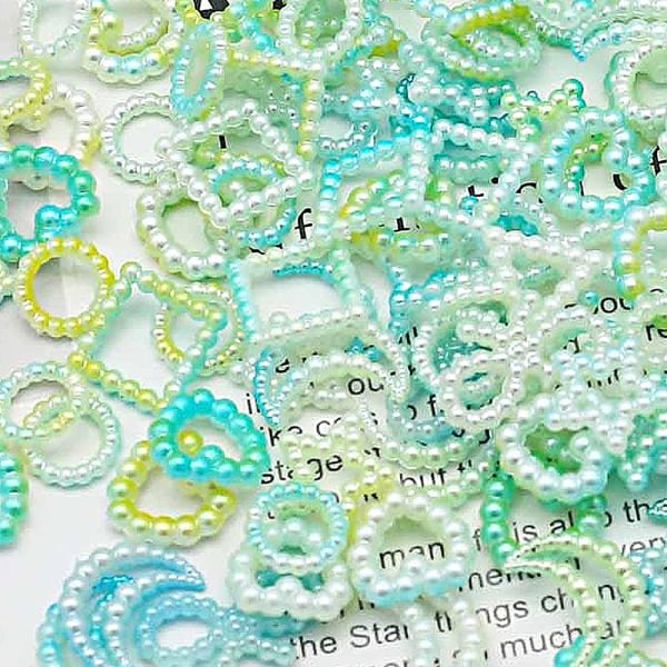 Gradient Color Pearls Nail Charms， Nail Art DIY Crafting Jewels