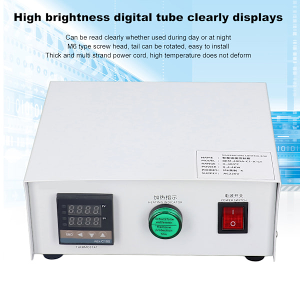 PID Temperaturregulator Självjusterande Kontrollbox 0~400℃ Imperial M6 BRM40DAC1XCT AC220V(2 meter )