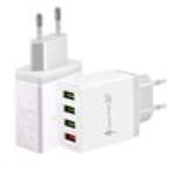 5V/3.1A Nätadapter Laddare Snabbladdare Strömförsörjning 4-Port USB QC 3.0 Vit