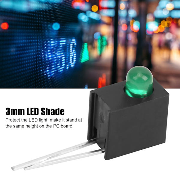 100 st 3mm LED-skärmdiodlampkit med hållare Sidohål Enkelt Industritillbehör Grön Ljus