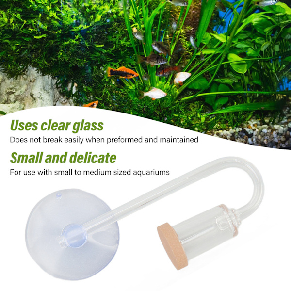 Akvarium CO2-diffusor Slim Fish Tank Glas CO2-förfinare med sugkopp för CO2-glasakvarium Tillbehör M