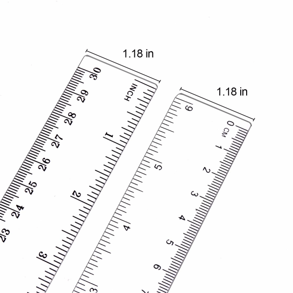 Linjal plast transparent linjal mätanordning med tum och metrisk