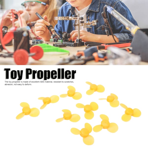 10 st Propellrar för Leksaker ABS Plast 3 Blad Fläkt DIY Leksaksmodell Tillbehör Gul 743Y2A