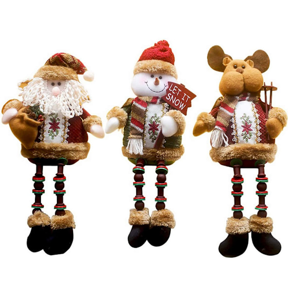 Sittande Jultomte, Snögubbe Ren Ornament: Bords- och Spisdekoration, Julfigurer för Heminredning för en Glädjefull Julhelg