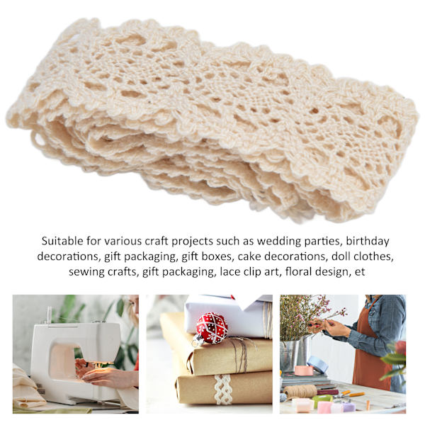 Spetsband Bomull Beige Nät 3cm Bredd 10 Yards Elegant Spetskant För DIY Gardin Kläder Duk Present Dekoration