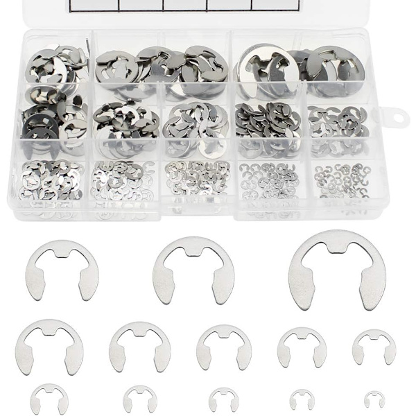 400 stycken extern snapringhållare kit rostfritt stål intern circlip ring 13 storlek M1.5 - M15 sortiment E-circlip ring kit med förvaringslåda
