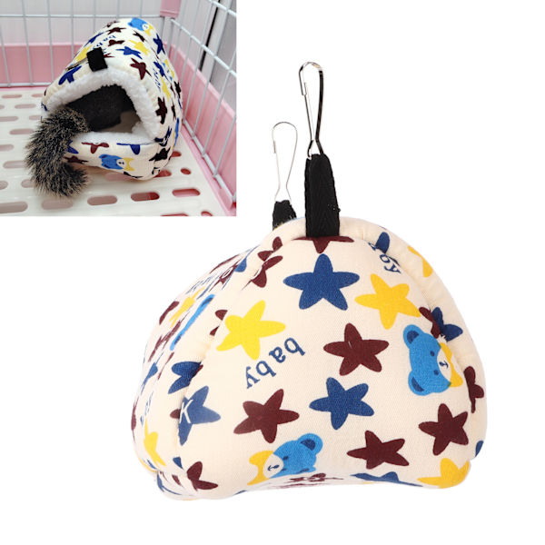 Liten husdjur hängande bomulls hängmatta hamster vinter varm bomull hängande säng för hamster chinchilla och små djur 17x15cm stjärna