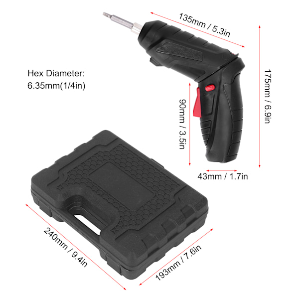 Elektrisk skruvdragare Mini Vikbar USB Litiumbatteri Laddningsbar Skruvdragarset 3.6V Svart