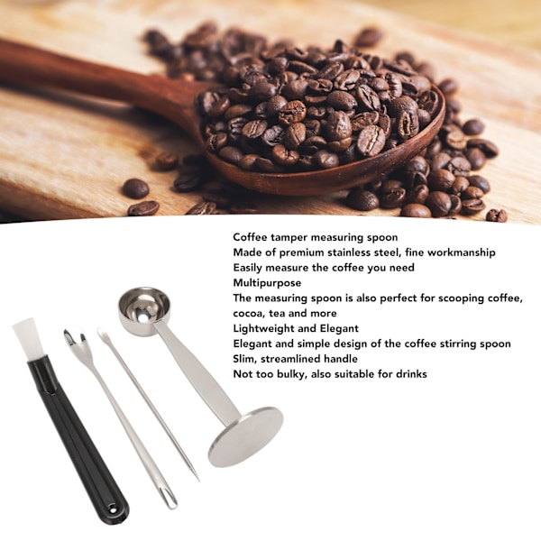 Kaffetamper Sked Rörsked Kaffe Art Penna Dubbelhuvud Kaffe Tamper Skopa Kit med Rengöringsborste