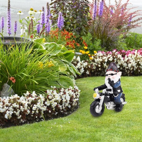 Motorcykelgnomer för trädgården, 13x13cm trädgårdstomtestaty vattentät