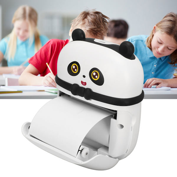 Miniskrivare med 10 rullar utskriftspapper 2400mAh uppladdningsbart batteri Lågbrus Panda Look Termoskrivare för hemmet