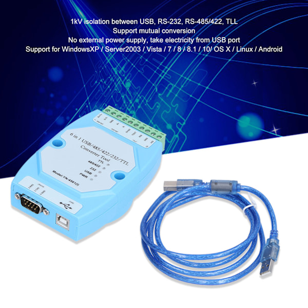 Isolerat seriellt portmodul 6‑i‑1 FT232 USB / 485/422/232 / TTL-omvandlare YN4561I
