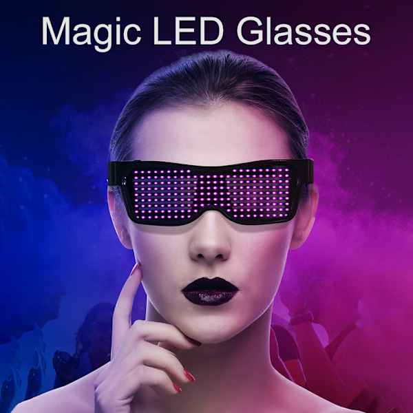 LED Lysande Glasögon USB Uppladdningsbara & Trådlösa med Blinkande LED-Display Självlysande Glasögon för Julfester Barer Rave Festival