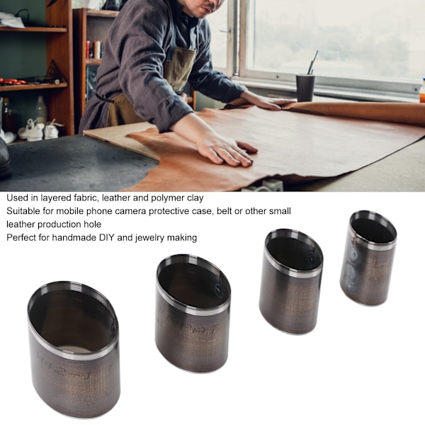 4-pack Läderstansset i Legering Oval Form Manuell Stansning DIY Hantverk Verktyg