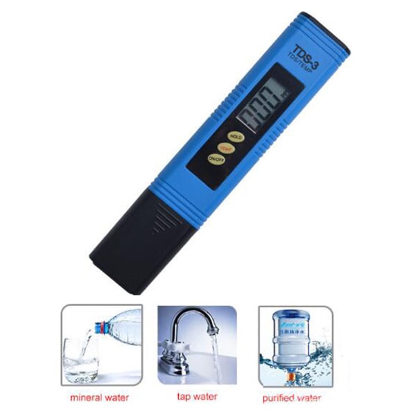 PH-mätare TDS EC PH temperatur 4 i 1 set, vattenkvalitetstestare med hög noggrannhet, pooltestare vattentestare med LCD-display, digital TDS