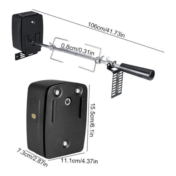 Rotisserigrillset Stabil Roterande Motor BBQ Grillset 15kg Lastkapacitet för Uteplats Utomhus