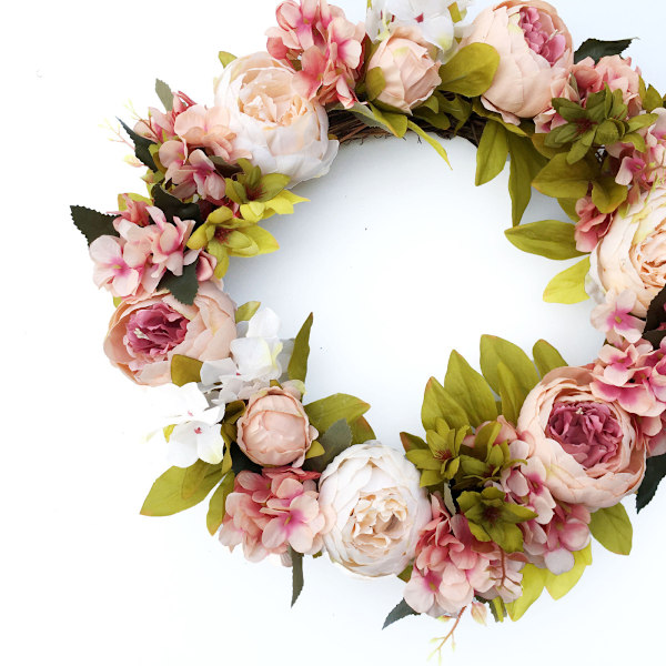 Pionkransar för ytterdörr konstgjord vår sommar blomma dörrkrans höstkransar för utomhusbröllop vägg hemkrans dekor
