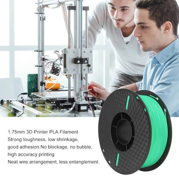 PLA 1.75mm Filament Hög Noggrannhet Rökfri 3D-skrivarfilament Utskrift Förbrukningsvaror 1kg Grön