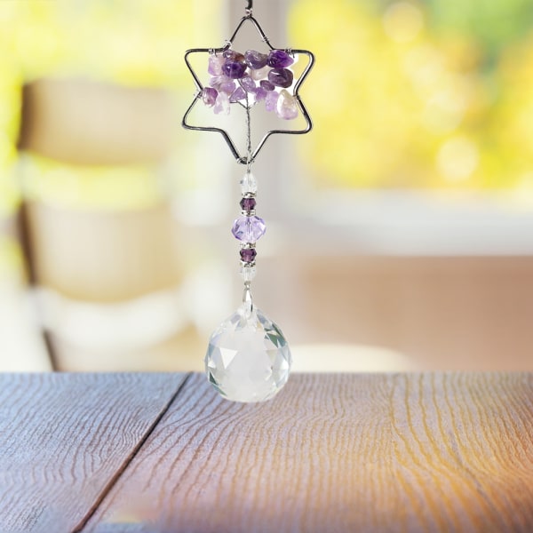 Livets träd Lila Suncatcher Crystal Drop Prism Väggprydnad