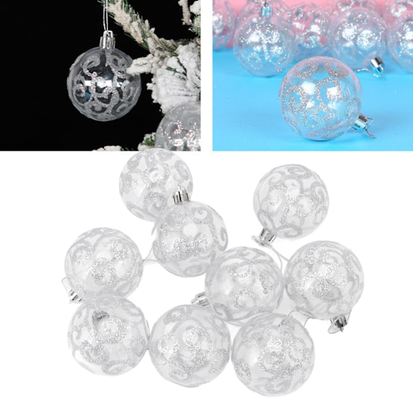 9 st julgranskulor utsökta plast krossäkra hängande julgransprydnader för hem silver