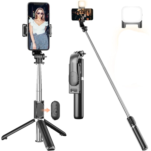 Selfie Stick-stativ med ljus, Selfie-stativ med fjärrkontroll