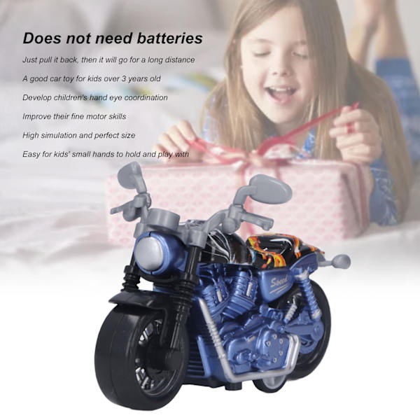 Mini Motorcykel Modell Legering Hög Simulering Främja Koordination Dra Tillbaka Motorcykel Leksak för Barn Blå