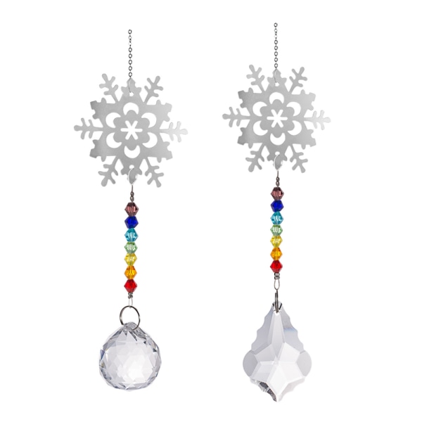 Crystal Colorful Beads Owl Window Ornament, Christmas 2-pack,