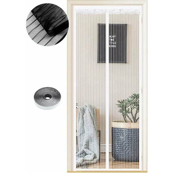 Magnetisk skärmdörr för uteplats, automatisk stängning, kraftig nätgardin, andningsbar och rivtålig för enkel installation i trädgård, terrass,