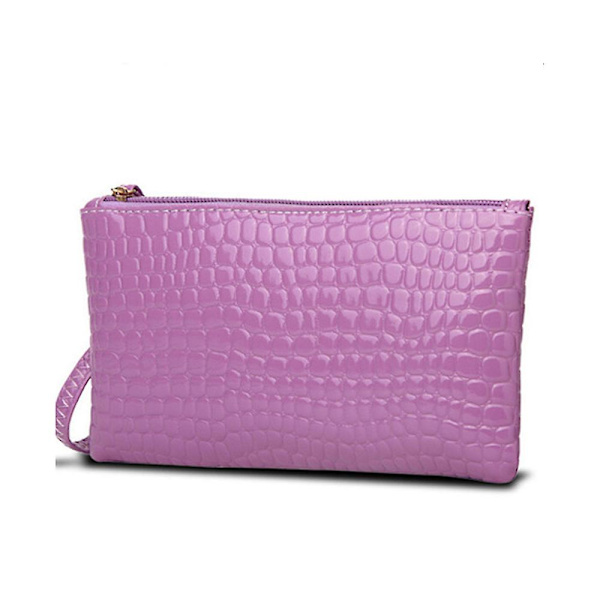 Kvinnors PU-läder plånbok handväska korttelefonhållare sminkväska clutch handväska (1 st, rosa lila)
