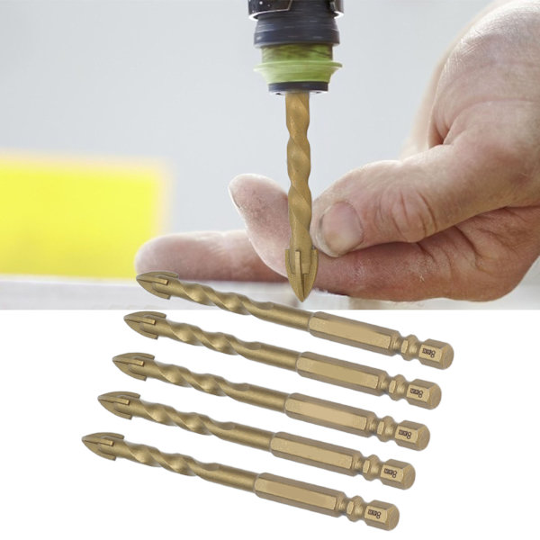 10 st Cross Spearhead Borr Bits Karbid Bits med 1/4 tum Hex Skaft för Keramik Marmor Glas Koppar Färg 8 mm Hål