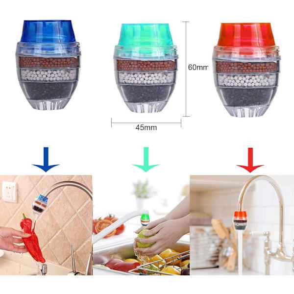 6PCS Mini Kranvattenfilter Aktivt Kol Runt Kranvattenfilter - Mini Hem Kokosnöt Aktivt Kolfilter - Köksverktyg