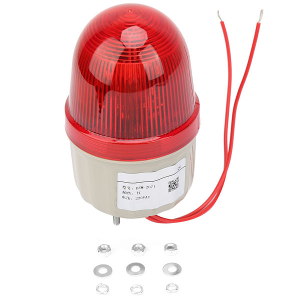 220VAC Strobe Signal Light Bolt Fixed Red LED Varningsljus 75mm Diameter