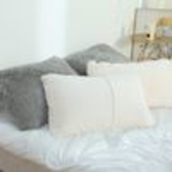 50 x 70 cm plysch kuddfodral, fluffigt kuddfodral, dekorativt kuddfodral, sängkläder kudde, vit