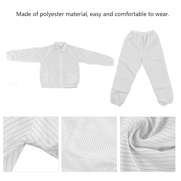 Skyddsoverall Antistatisk Polyester Skyddskläder Vit Delad Design för Verkstad S
