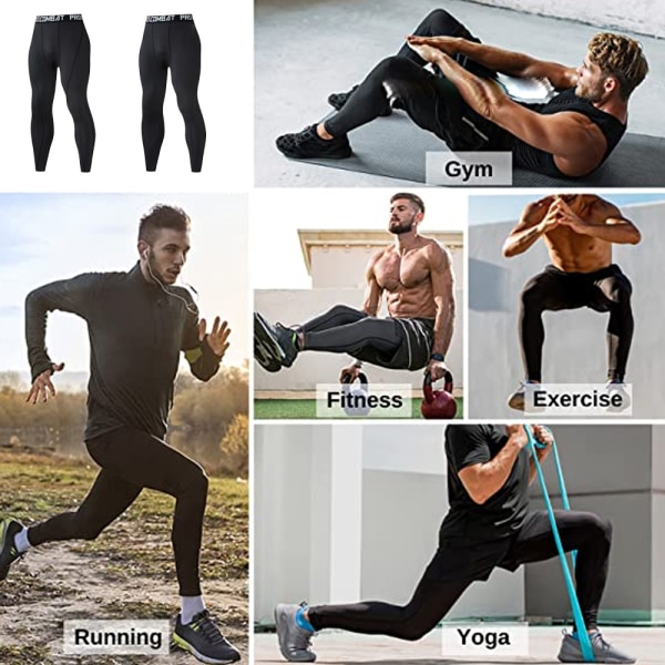 Kompressionsbyxor för män Athletic Leggings med black-XL