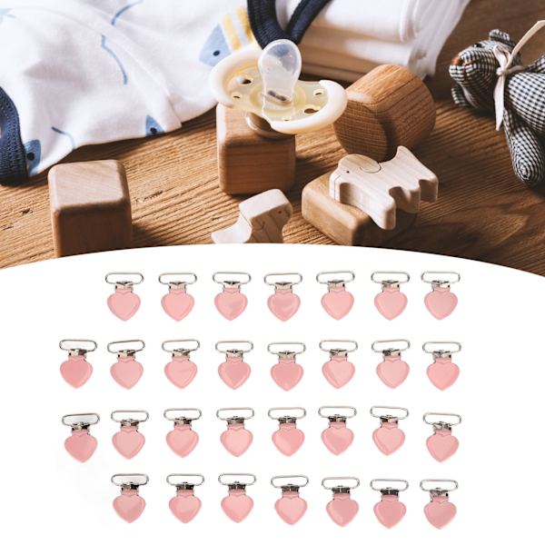 30 st hängselklämmor rosa 25 mm robusta galvaniserad metall lättviktsspacifierklämmor för sömnad hantverk DIY